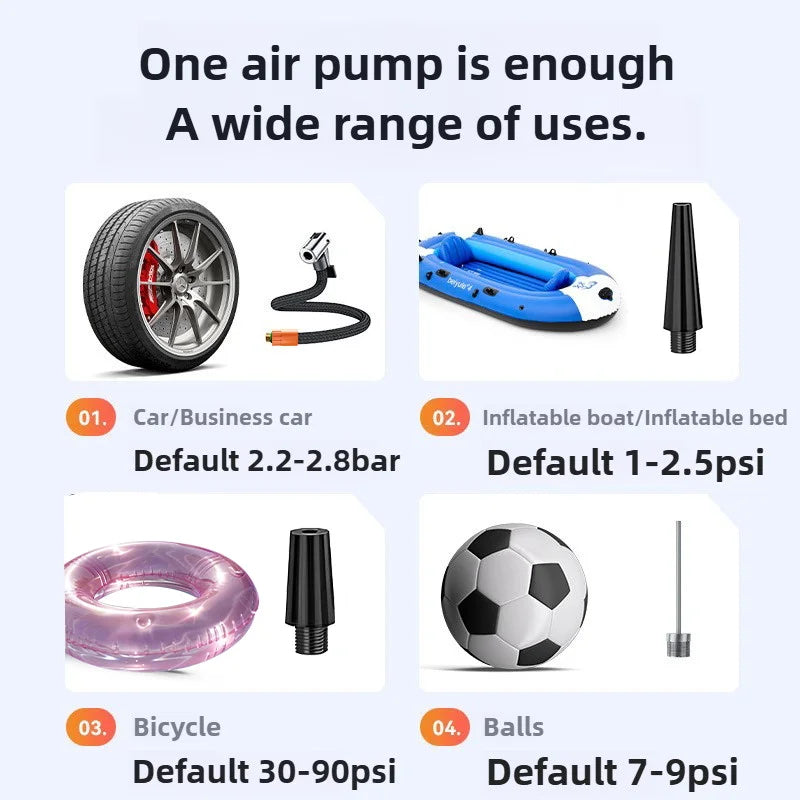 Portable Tire Inflator Rechargeable Electric Inflator for Car Bicycle Digital Air Compressor Football Inflator Air Pump
